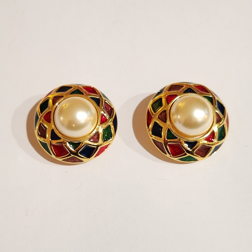 Vintage Joan Rivers Enamel Earrings